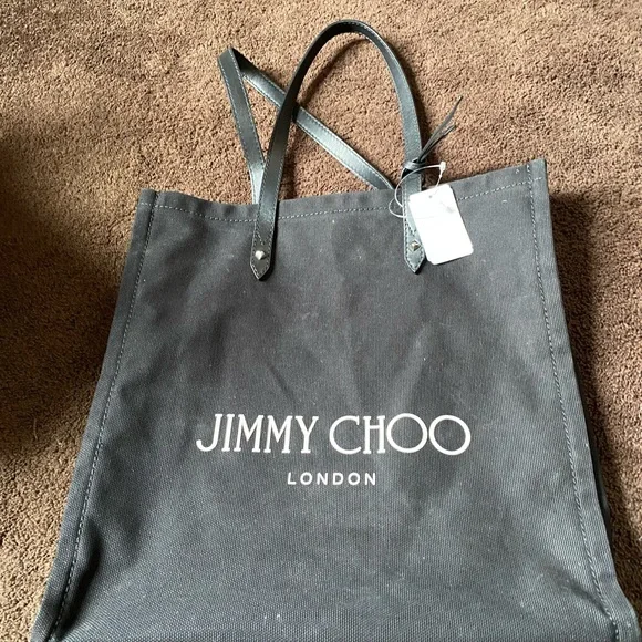 Jimmy Choo Tote Bag Canvas Blk Plain Bag - Picture 7 of 7